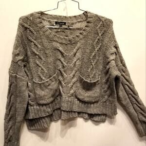 Cecico Silver Gray Chunky Cable Knit Sweater Oversized Size L